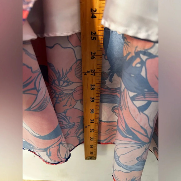 ANTHROPOLOGIE Hi Lo Floral Dress Large PETITE Fit & Flare Tropical Resort HUTCH - Picture 14 of 14